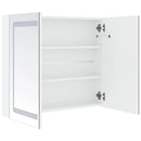 badeværelsesskab med spejl + LED-lys 80x12,2x68 cm