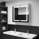 badeværelsesskab med spejl + LED-lys 80x12,2x68 cm