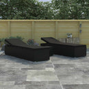 Havens solsenge med pude 3 pcs Sort Poly rattan