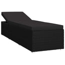 Havens solsenge med pude 3 pcs Sort Poly rattan