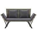 havebænk med hynder 176 cm polyrattan grå