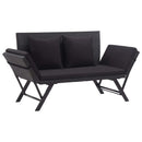 havebænk med hynder 176 cm polyrattan sort