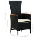 havestole 2 stk. med hynder polyrattan sort