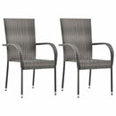 havestole 2 stk. stabelbar polyrattan grå