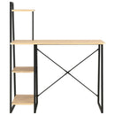 skrivebord med reol 102x50x117 cm sort og eg