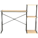 skrivebord med hylde 116x50x93 cm sort og egetræsfarve
