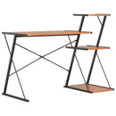 skrivebord med hylde 116x50x93 cm sort og brun