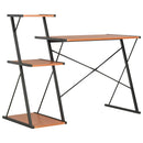 skrivebord med hylde 116x50x93 cm sort og brun
