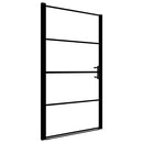 brusedør 91 x 195 cm hærdet glas sort