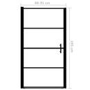 brusedør 91 x 195 cm hærdet glas sort