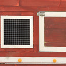 kaninbur 140x63x120 cm massivt fyrretræ rød og hvid
