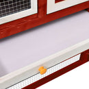 kaninbur 140x63x120 cm massivt fyrretræ rød og hvid