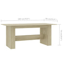 spisebord 180x90x76 cm konstrueret træ sonoma-eg