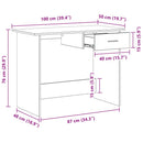 skrivebord 100x50x76 cm konstrueret træ sonoma-eg