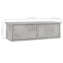 væghængt skuffe 60x26x18,5 cm konstrueret træ betongrå