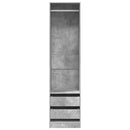 klædeskab med skuffer 50x50x200 cm konstrueret træ betongrå