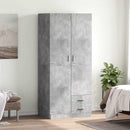 klædeskab 80x52x180 cm konstrueret træ betongrå