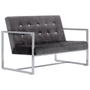 2-personers sofa med armlæn krom og velour mørkegrå