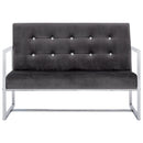 2-personers sofa med armlæn krom og velour mørkegrå