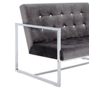 2-personers sofa med armlæn krom og velour mørkegrå