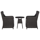 bistrosæt 3 dele med hynder polyrattan sort