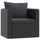 haveloungesæt 7 dele med hynder polyrattan sort