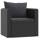 haveloungesæt 7 dele med hynder polyrattan sort