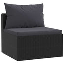 haveloungesæt 7 dele med hynder polyrattan sort