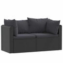 havesofasæt 2 dele med hynder polyrattan sort