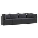 havesofasæt med hynder 4 dele polyrattan sort