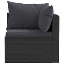havesofasæt med hynder 4 dele polyrattan sort