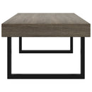 sofabord 120x60x40 cm MDF og jern grå og sort