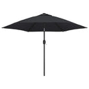 udendørs parasol med LED-lys og stålstang 300 cm sort