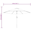 parasol m. LED-lys og stålstang 300 cm azurblå