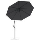 hængeparasol m. LED-lys og stålstang 300 cm sort