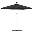 hængeparasol m. LED-lys og stålstang 300 cm sort