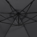 hængeparasol m. LED-lys og stålstang 300 cm sort