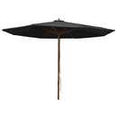 udendørs parasol med træstang 350 cm sort