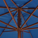 udendørs parasol med træstang 350 cm blå