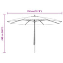 udendørs parasol med træstang 350 cm blå