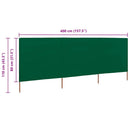 3-panels læsejl 400x80 cm stof grøn