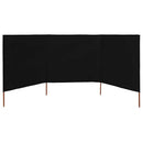 3-panels læsejl 400x120 cm stof sort