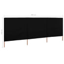 3-panels læsejl 400x120 cm stof sort