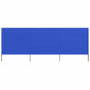 3-panels læsejl 400x120 cm stof azurblå