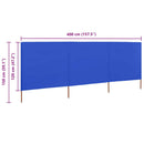 3-panels læsejl 400x120 cm stof azurblå