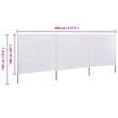 3-panels læsejl 400x160 cm stof sandhvid