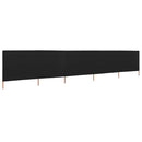 5-panels læsejl 600x120 cm stof sort