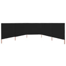 5-panels læsejl 600x120 cm stof sort