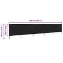 5-panels læsejl 600x160 cm stof sort