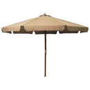 udendørs parasol med træstang 330 cm gråbrun